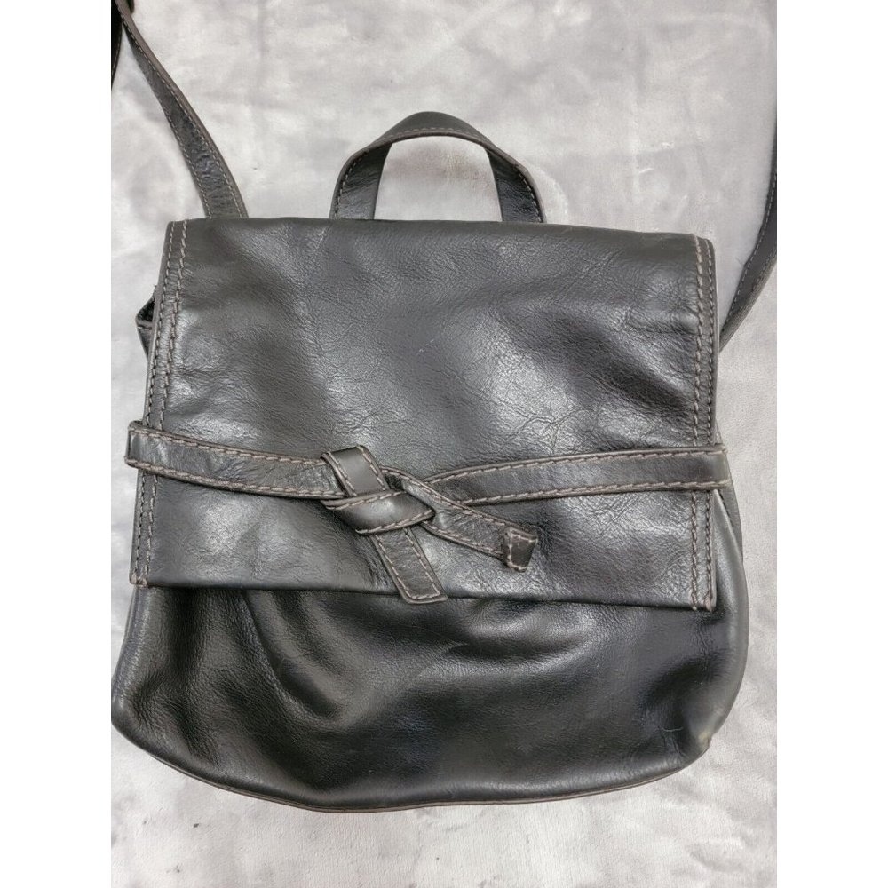Fossil Purse Dark Brown‎ Cowhide Leather Crossbody Bag Adjustable Strap